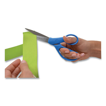 Westcott® Preferred Line Stainless Steel Scissors, 7" Long, 3.25" Cut Length, Blue Offset Handle freeshipping - TVN Wholesale